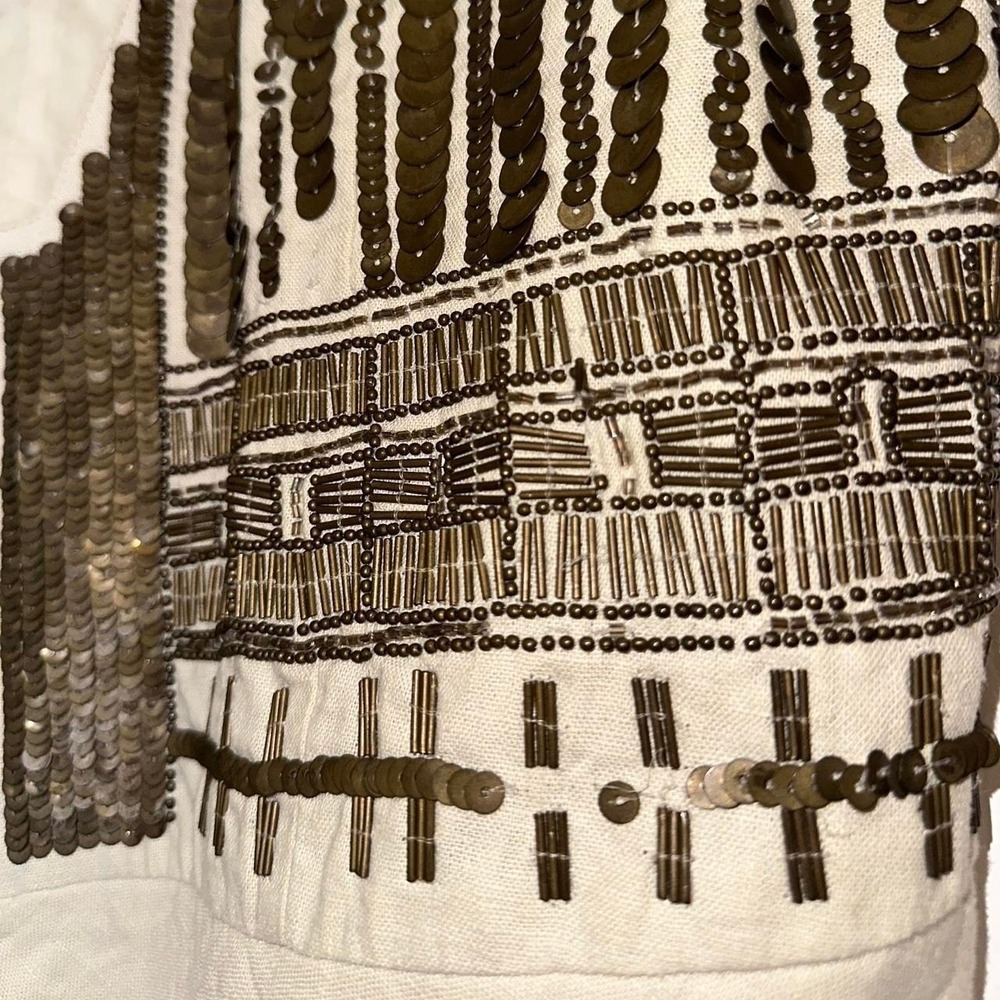 Tan linen sequin vest with a western boho vibe #festivalvibes #cochella - Picture 3 of 4